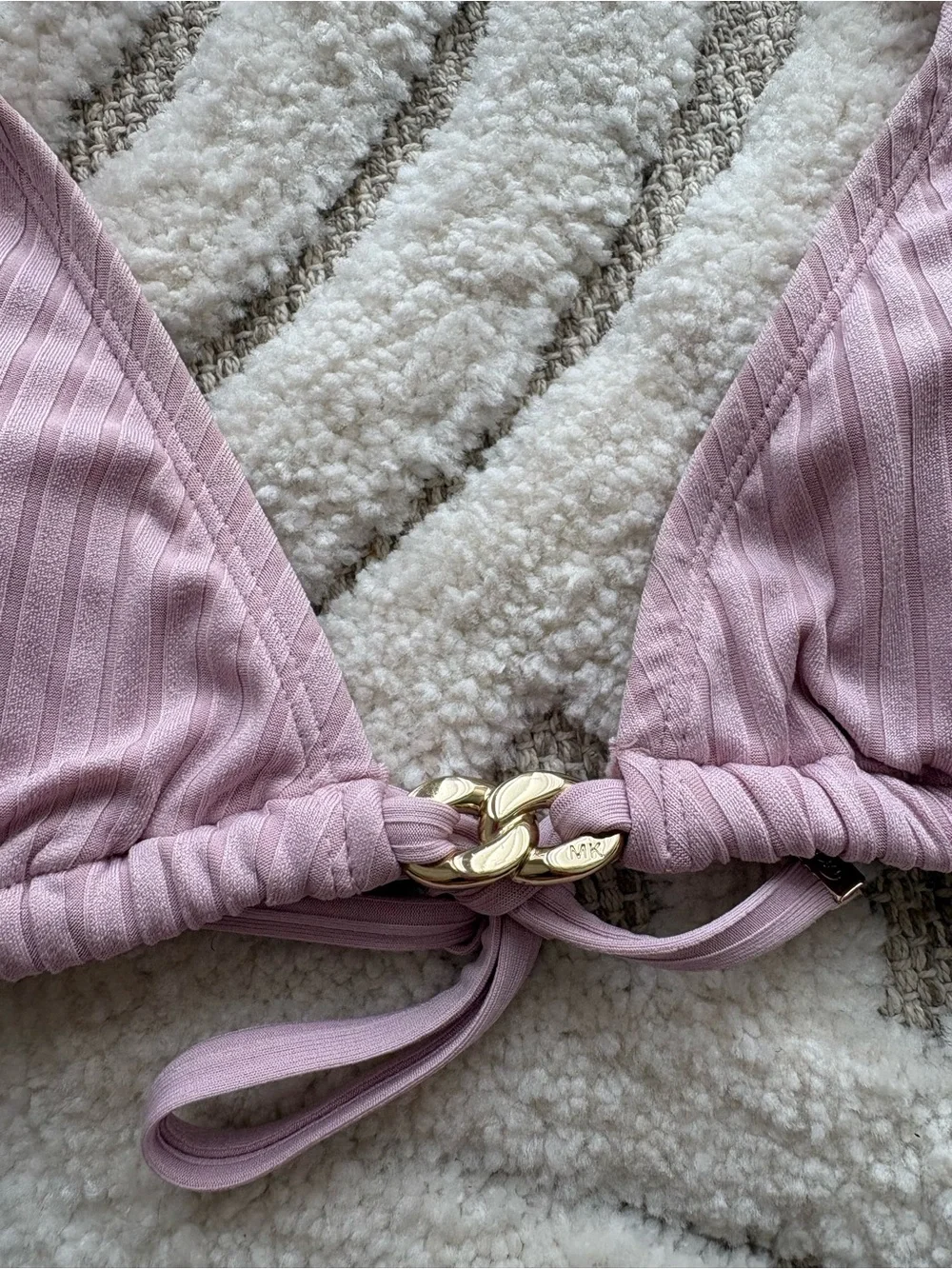 Michael Kors Light Pink Ribbed Tie-Side Bikini Set
